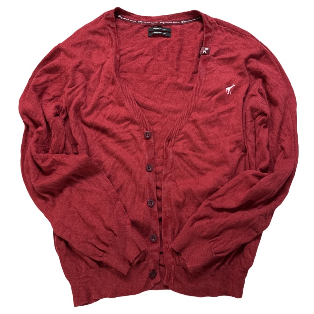 LRG men's red and white embroidered button-up cardigan, XXL. - Picture 2 of 5